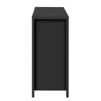 Aparador moderno con diseño de ondas, mesa de sofá con 2 cajones y 4 puertas, estantes ajustables de 3 niveles