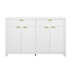 Aparador moderno con diseño de ondas, mesa de sofá con 2 cajones y 4 puertas, estantes ajustables de 3 niveles
