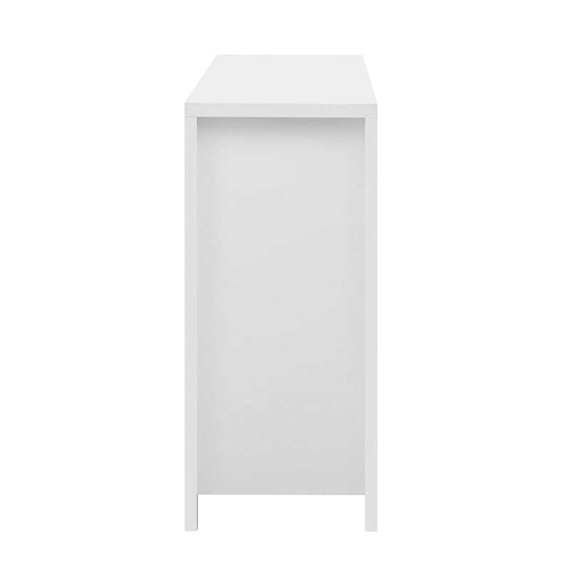 Aparador moderno con diseño de ondas, mesa de sofá con 2 cajones y 4 puertas, estantes ajustables de 3 niveles