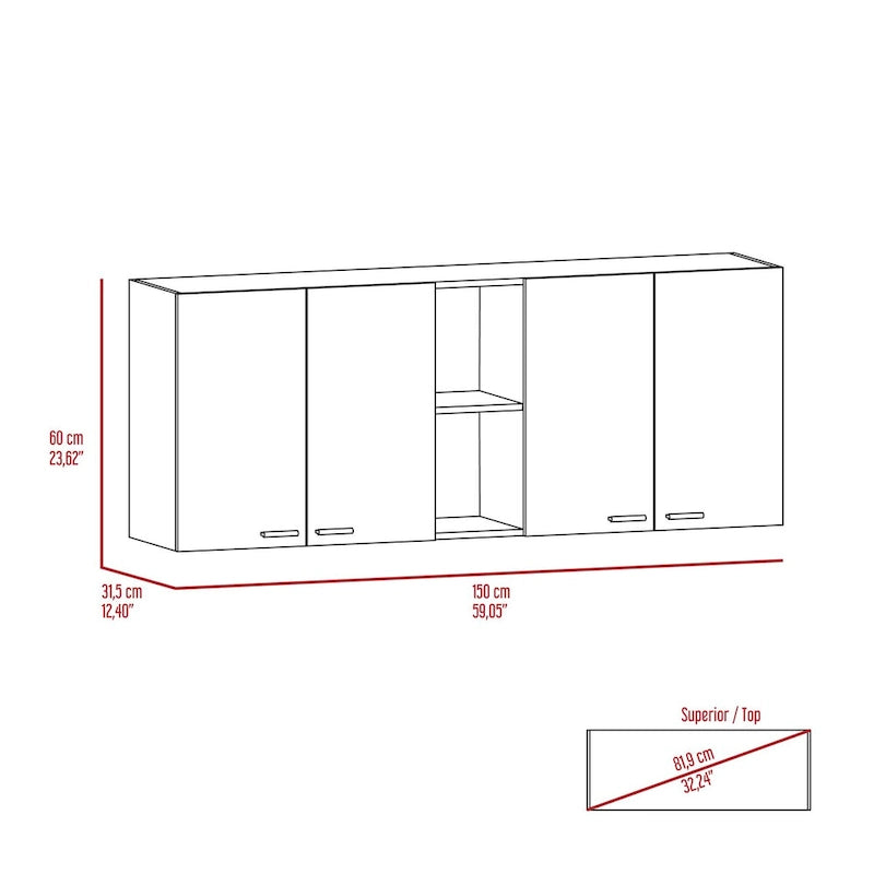 Mueble Superior Doble Puerta, Acabado Blanco