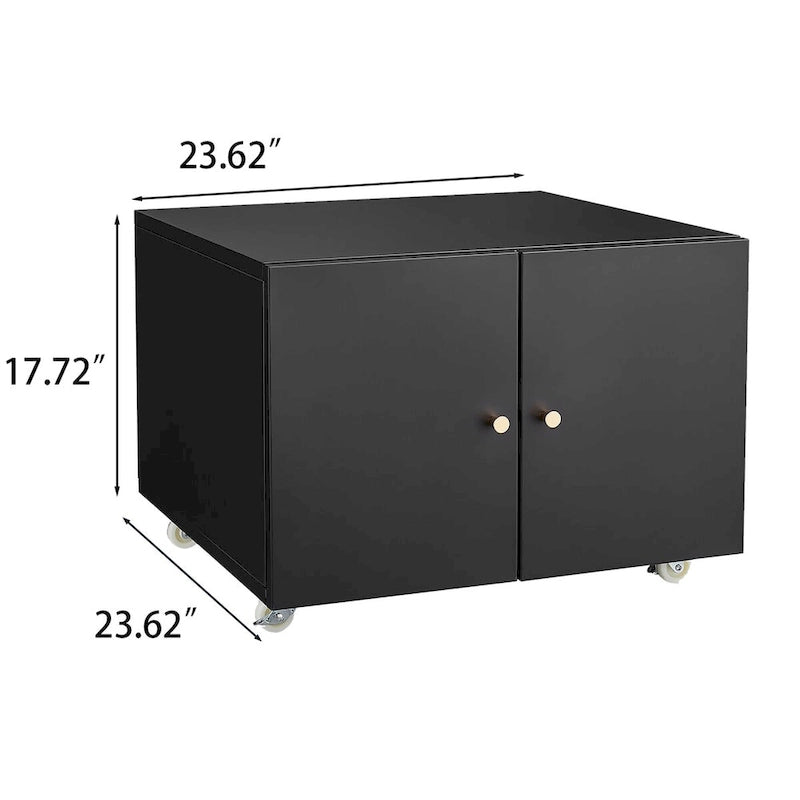 Pedestal para archivador móvil de acero de 2 puertas negro