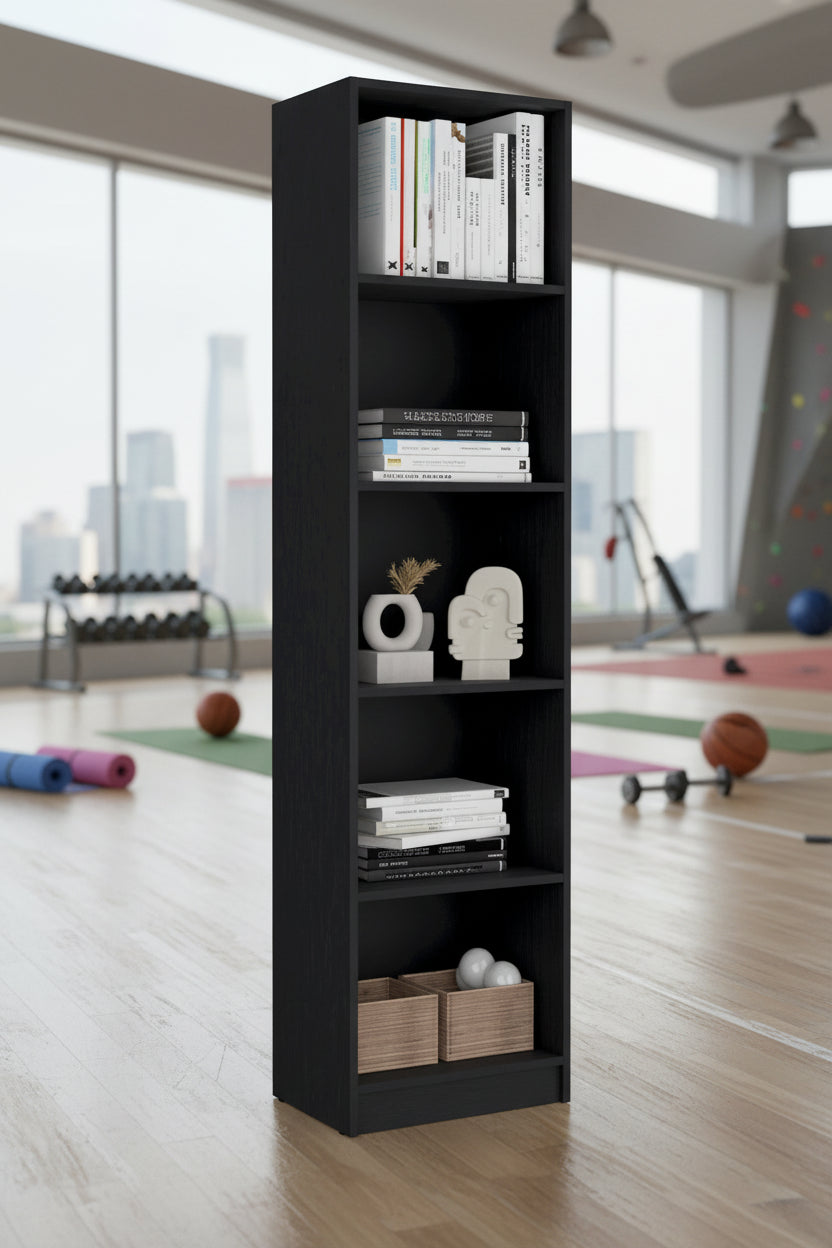 Librería estrecha de 5 niveles con amplio espacio de almacenamiento