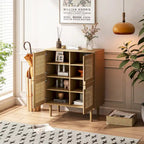 Mueble de almacenamiento de malla de ratán de 4 puertas, aparador con ocho espacios de almacenamiento, para entrada, sala de estar, pasillo (natural)