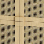 Mueble de almacenamiento de malla de ratán de 4 puertas, aparador con ocho espacios de almacenamiento, para entrada, sala de estar, pasillo (natural)
