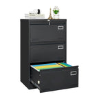 Archivador lateral de 3 cajones, archivadores metálicos con cerradura de tres cajones, archivador de oficina con cajones con cerradura