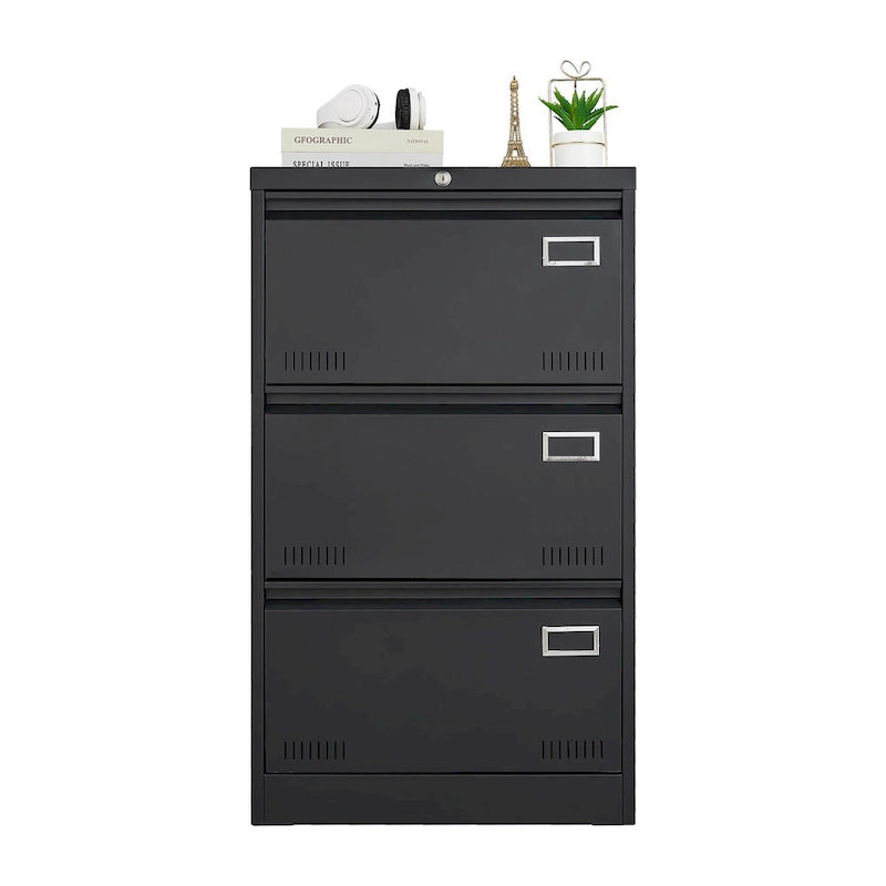 Archivador lateral de 3 cajones, archivadores metálicos con cerradura de tres cajones, archivador de oficina con cajones con cerradura