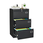 Archivador lateral de 3 cajones, archivadores metálicos con cerradura de tres cajones, archivador de oficina con cajones con cerradura