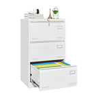 Archivador lateral de 3 cajones, archivadores metálicos con cerradura de tres cajones, archivador de oficina con cajones con cerradura