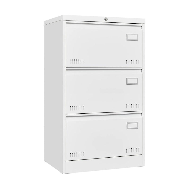 Archivador lateral de 3 cajones, archivadores metálicos con cerradura de tres cajones, archivador de oficina con cajones con cerradura