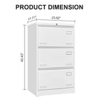 Archivador lateral de 3 cajones, archivadores metálicos con cerradura de tres cajones, archivador de oficina con cajones con cerradura