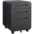 Archivador móvil de 3 cajones, archivador versátil, diseño de 5 ruedas antivuelco, acero laminado en frío, impermeable, a prueba de humedad, negro