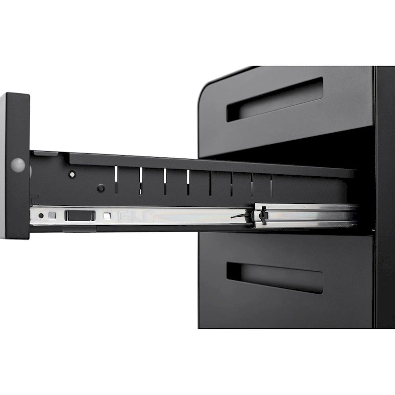 Archivador móvil de 3 cajones, archivador versátil, diseño de 5 ruedas antivuelco, acero laminado en frío, impermeable, a prueba de humedad, negro
