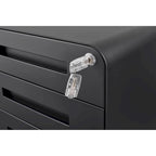 Archivador móvil de 3 cajones, archivador versátil, diseño de 5 ruedas antivuelco, acero laminado en frío, impermeable, a prueba de humedad, negro