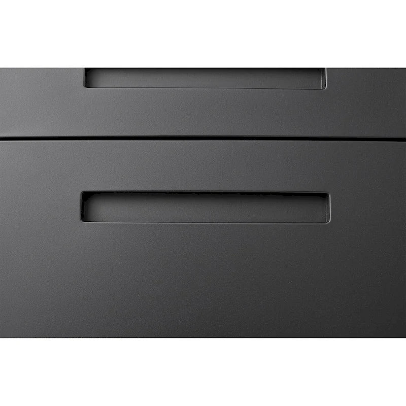 Archivador móvil de 3 cajones, archivador versátil, diseño de 5 ruedas antivuelco, acero laminado en frío, impermeable, a prueba de humedad, negro