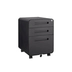 Archivador móvil de 3 cajones, archivador versátil, diseño de 5 ruedas antivuelco, acero laminado en frío, impermeable, a prueba de humedad, negro