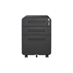 Archivador móvil de 3 cajones, archivador versátil, diseño de 5 ruedas antivuelco, acero laminado en frío, impermeable, a prueba de humedad, negro