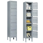 Taquillas metálicas de 5 puertas y 167.6 cm de altura con cerradura para empleados, armario taquilla para gimnasio, oficina, escuela, garaje, gris