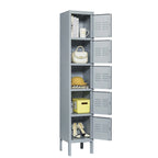 Taquillas metálicas de 5 puertas y 167.6 cm de altura con cerradura para empleados, armario taquilla para gimnasio, oficina, escuela, garaje, gris
