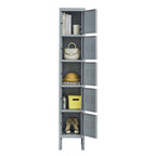 Taquillas metálicas de 5 puertas y 167.6 cm de altura con cerradura para empleados, armario taquilla para gimnasio, oficina, escuela, garaje, gris